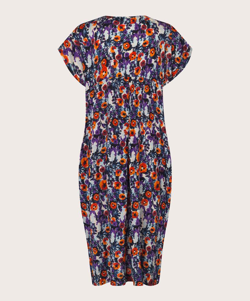 Kleid Aus Bedruckter Viskose Mit V-ausschnitt, Meadow Violet