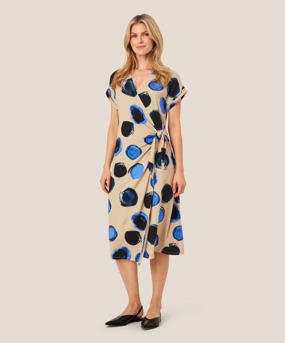 Bedrucktes Jerseykleid mit Wickeleffekt, Ultramarine