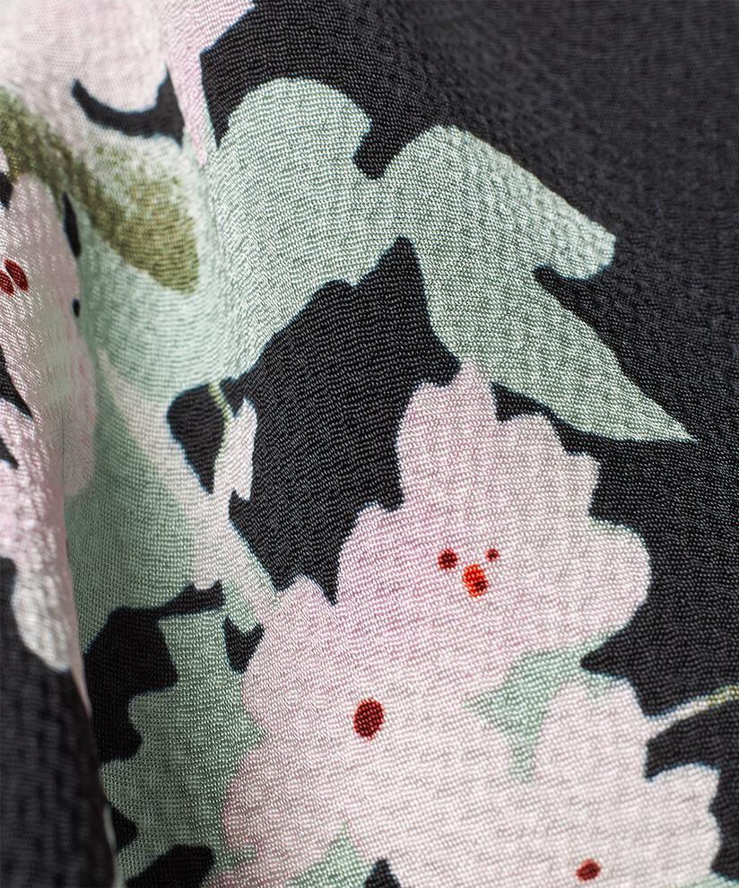 Geblümte Viskosebluse mit kurzen Ärmeln, Pink Lady