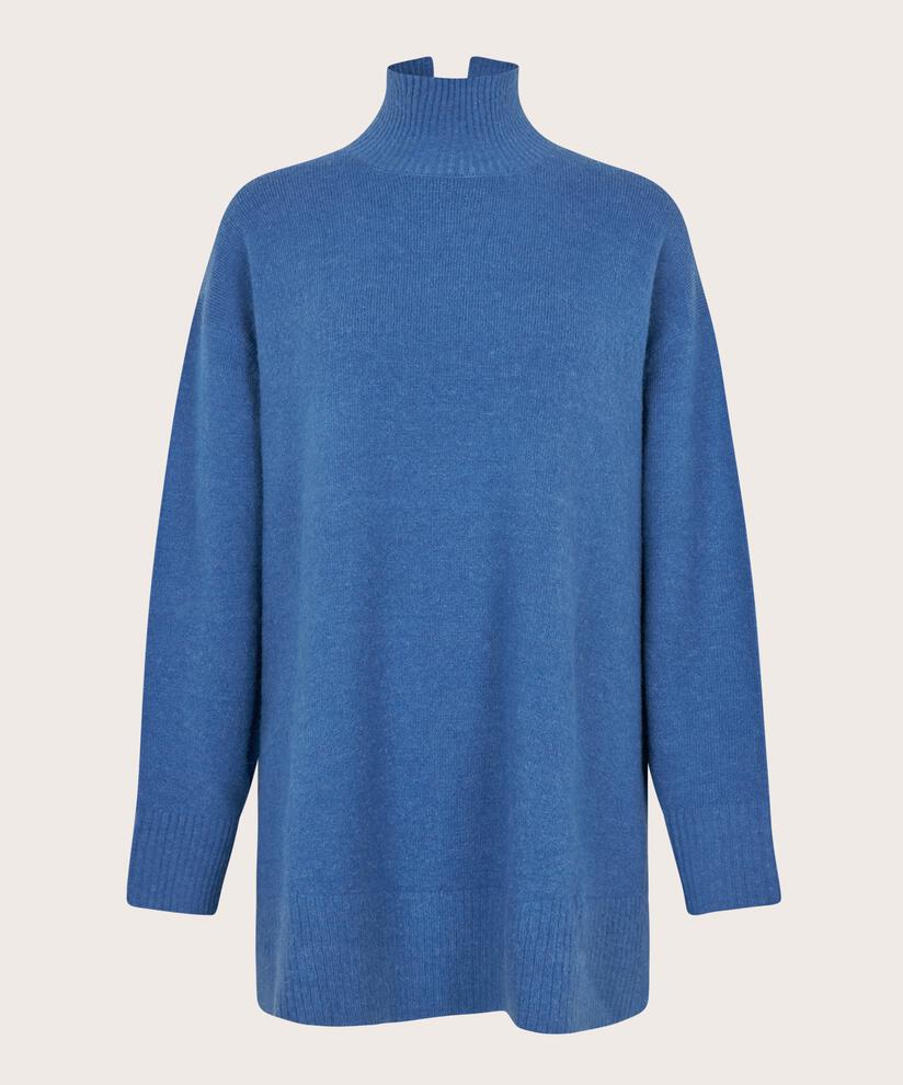 Pullover mit Rollkragen und Seitenschlitz, Federal Blue