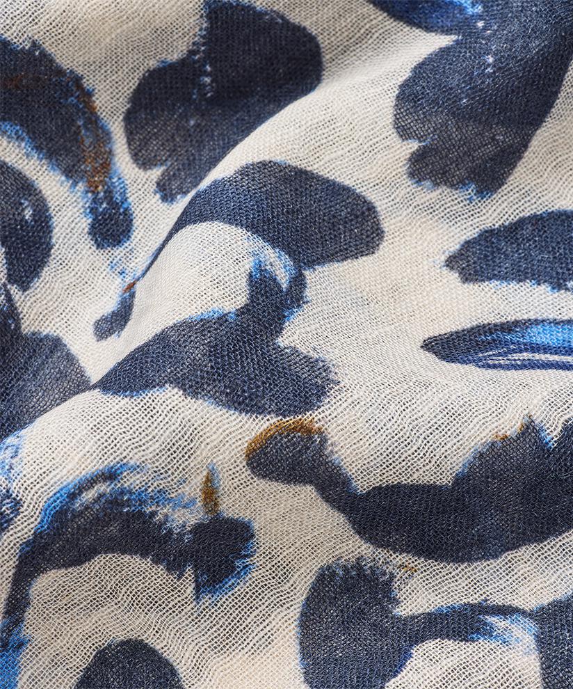 Bedruckter Schal aus Baumwollmischung, Ultramarine