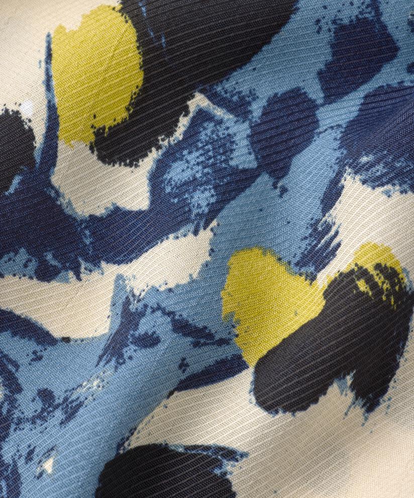 Bedrucktes Viskosehemd Mit Seitenschlitz, Proven Blue