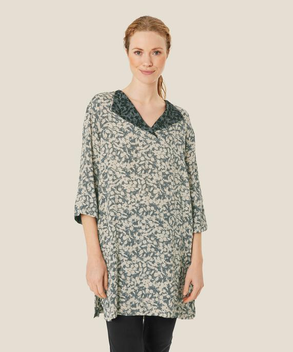 Viskose-Tunika mit Seitenschlitz und Taschen, Balsam Green