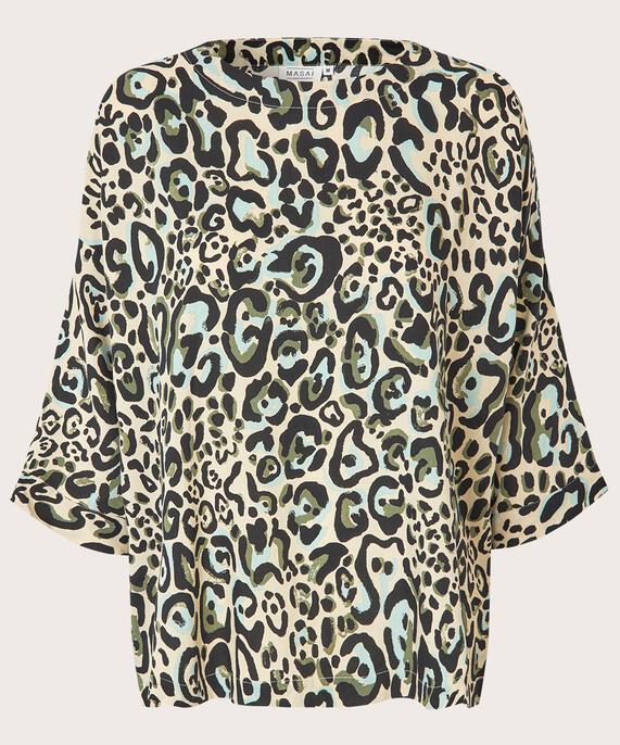 Viskosebluse Mit 3/4 Ärmeln, D. Lichen Green