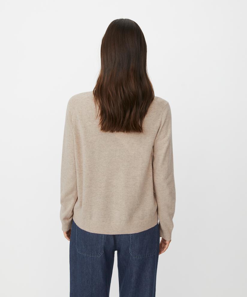 Rundhals-Cardigan aus Wollmischung, Beige melange