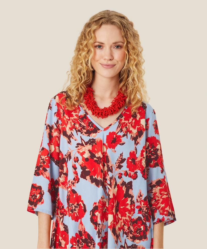 Statement-Halskette mit orangeroten Perlen, Orange com