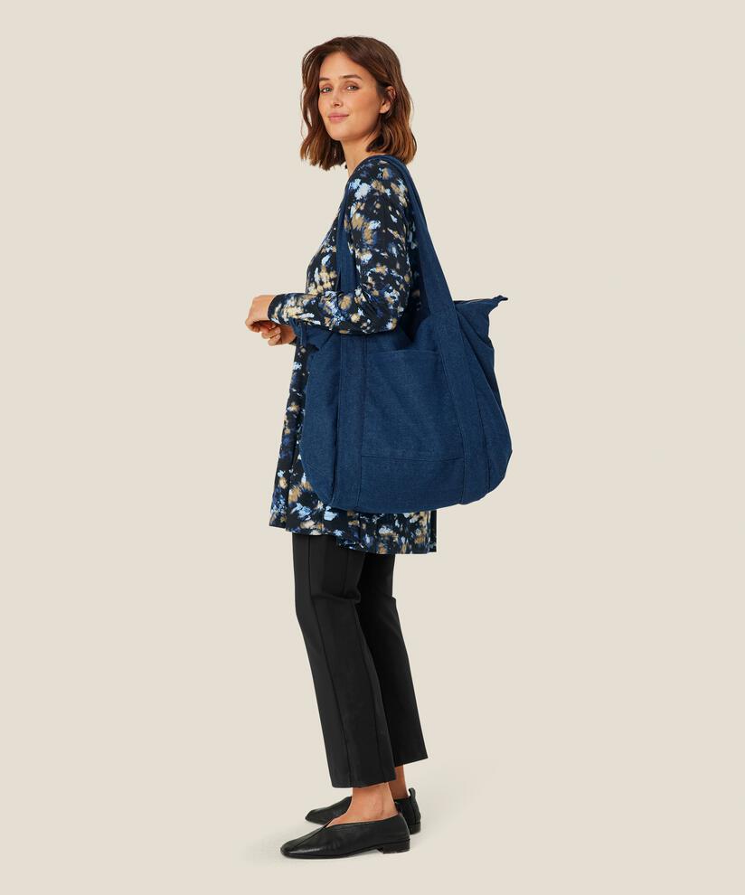 Denim-Shopper mit Reißverschluss, Blue Denim