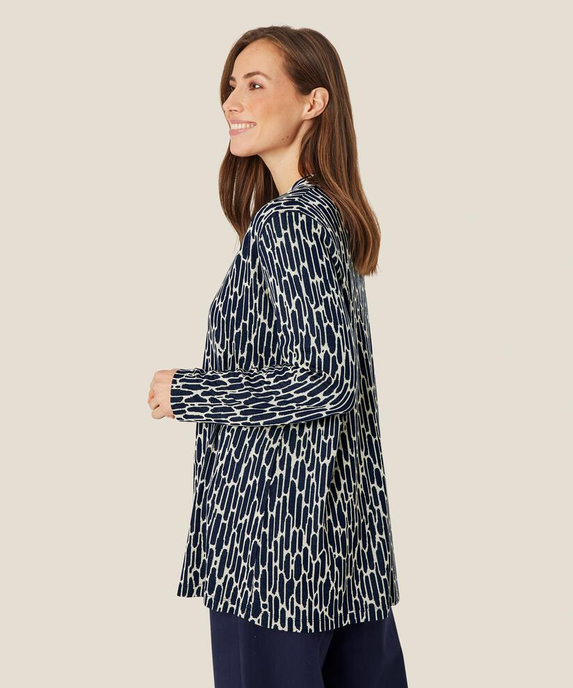 Jersey-Top mit V-Ausschnitt und kleinem Kragen, Maritime Blue
