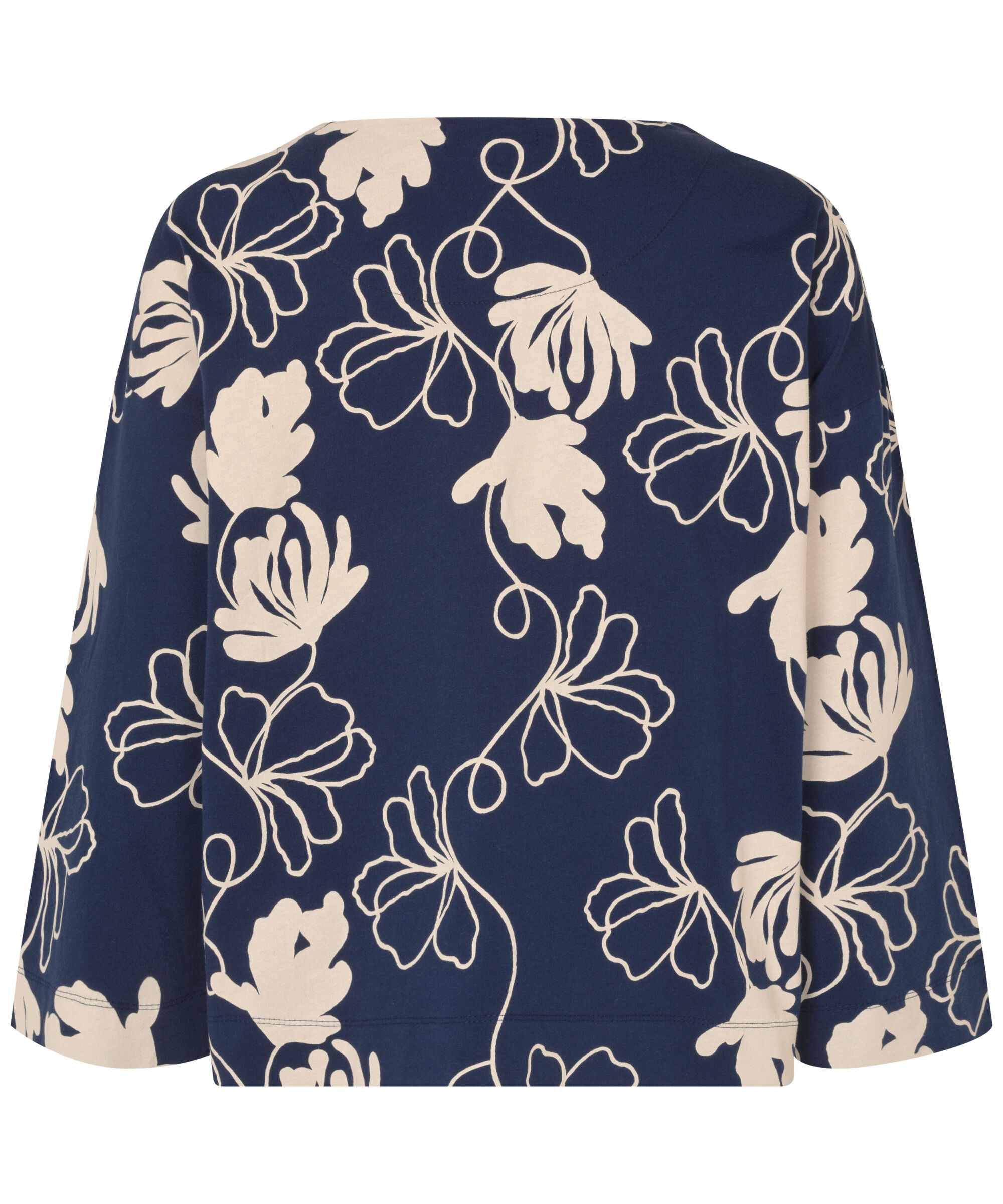 Jersey-Top mit Blumenmuster und langen &Auml;rmeln, Maritime Blue