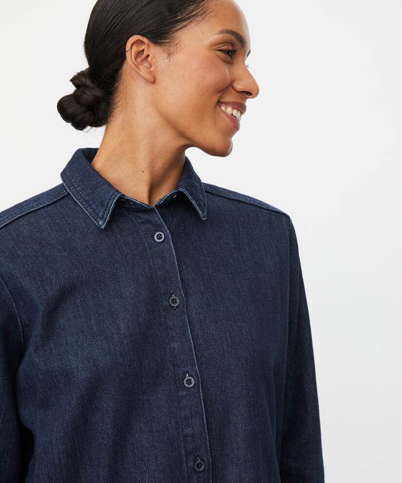 Jeanshemd mit einem Hauch von Glitzer, Dark Denim