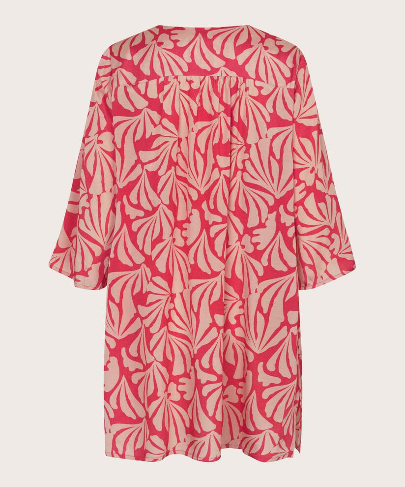 Geblümte Viskose-Tunika mit V-Ausschnitt, Hibiscus