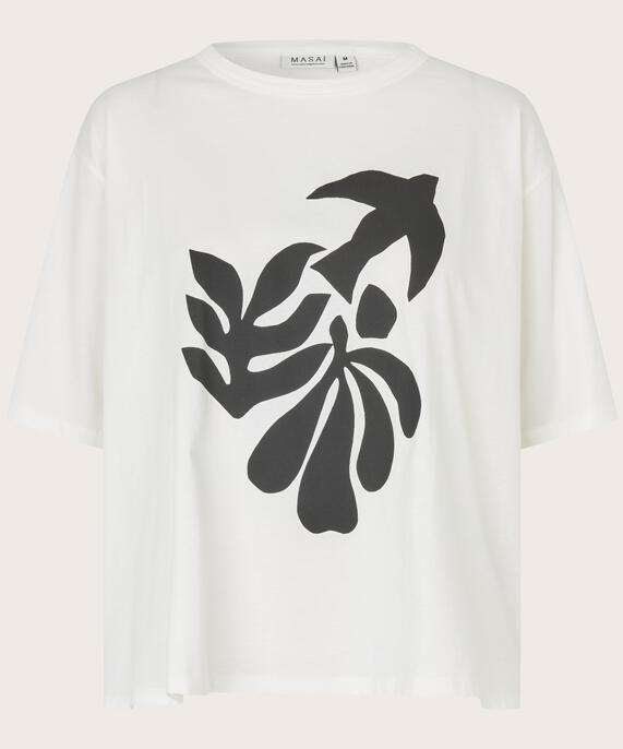 bedrucktes Baumwoll-T-Shirt mit Rundhals, Jet Stream