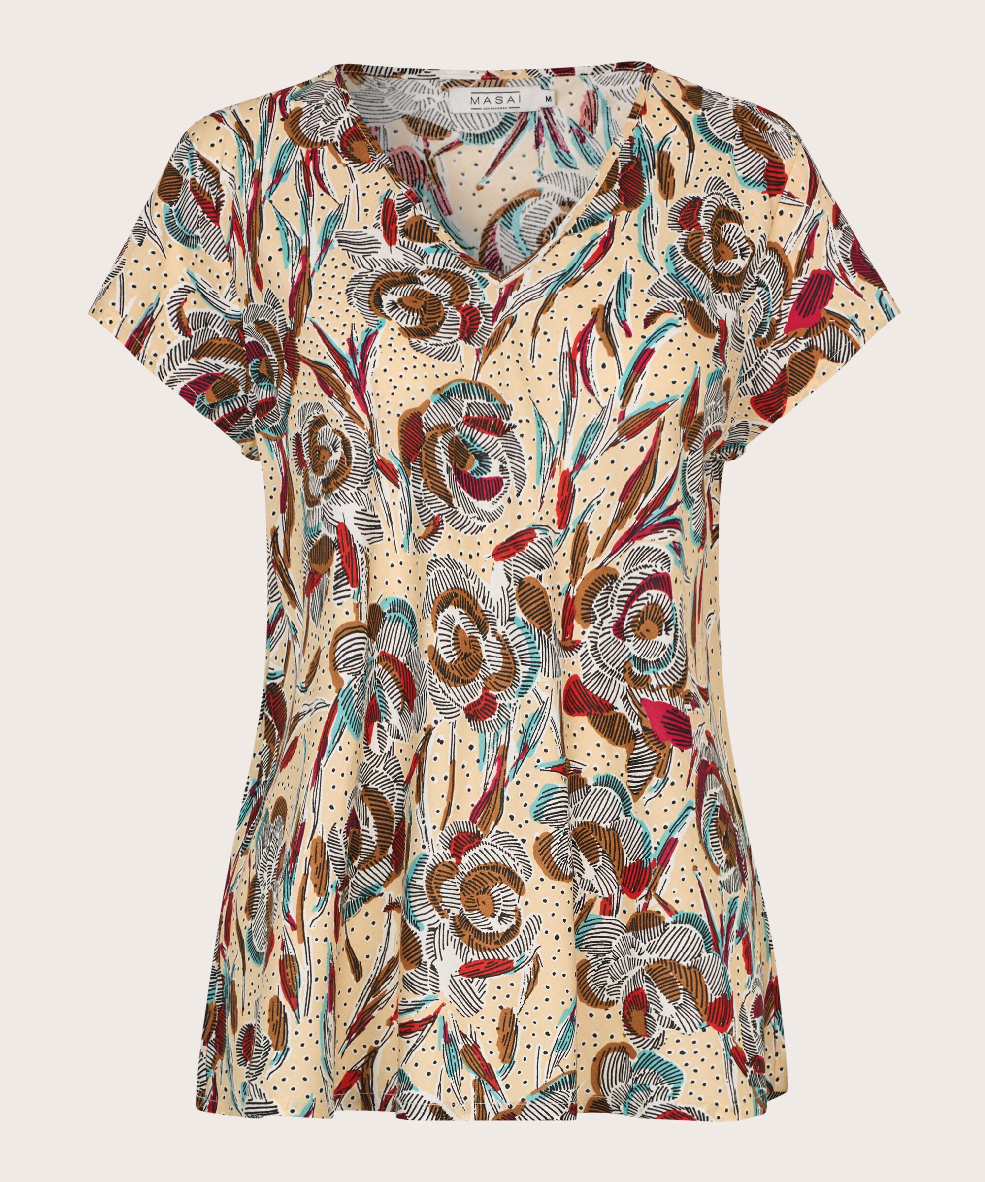 Bedrucktes Viskose-top Mit V-ausschnitt, Soybean