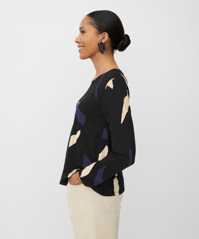 bedrucktes Jersey-Top mit Rundhalsausschnitt, Navy Blazer