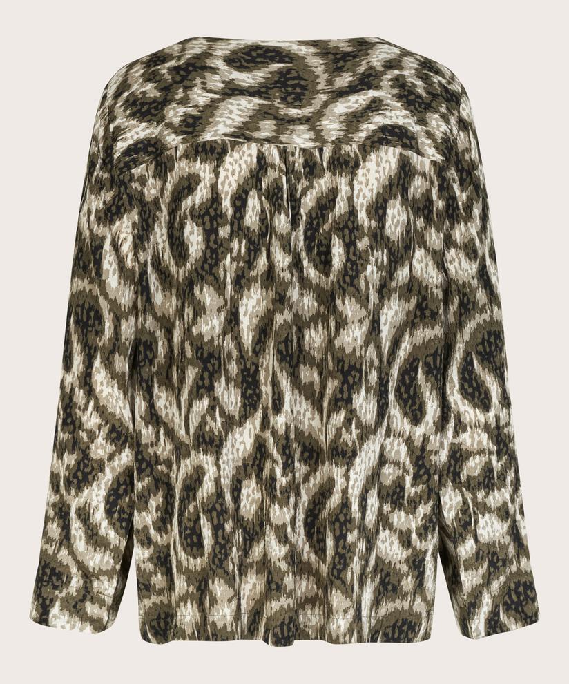 Viskosebluse mit gesmoktem Detail, Sea Turtle