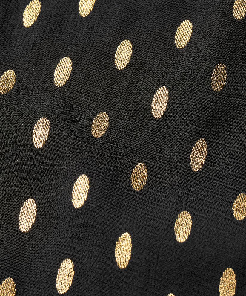 leichtes transparentes Kleid mit goldenen Punkten und Drapierungen, Black