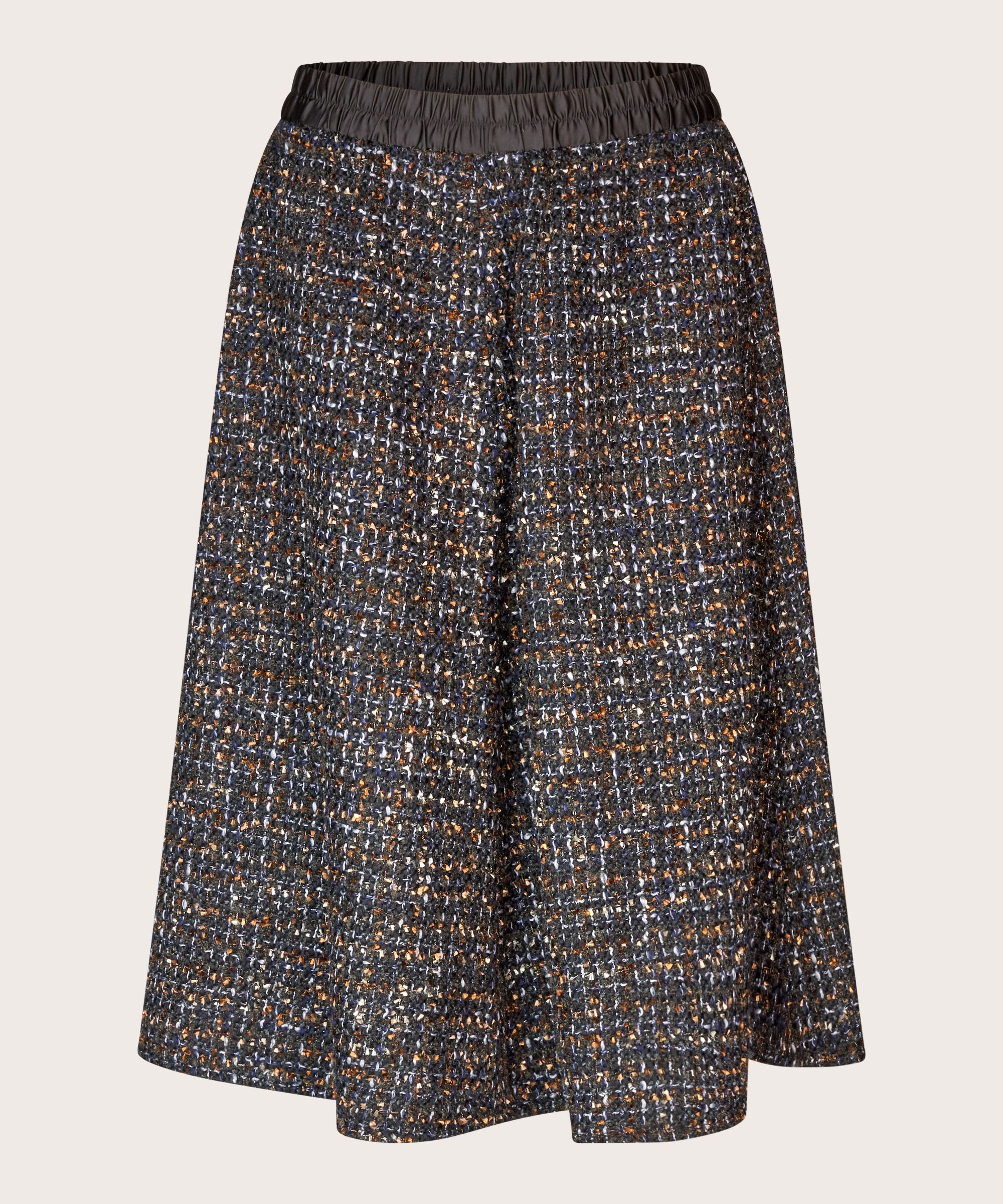 Bouclé-Rock mit elastischem Bund, Black