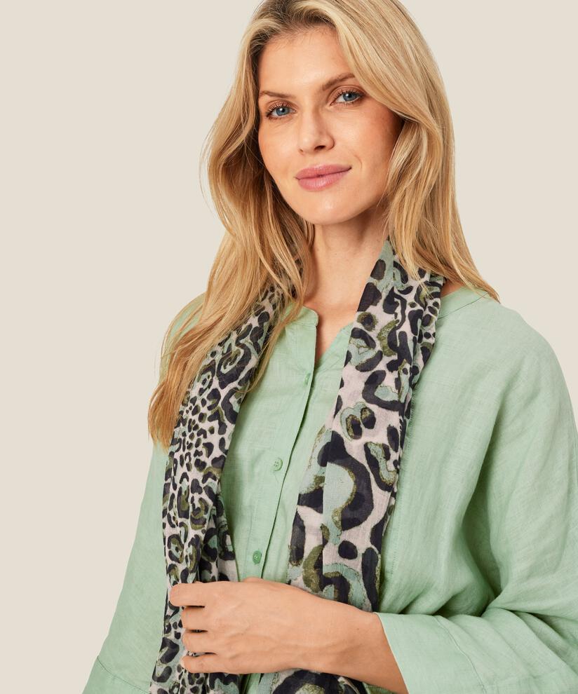 Schal mit Leopardenmuster , D. Lichen Green