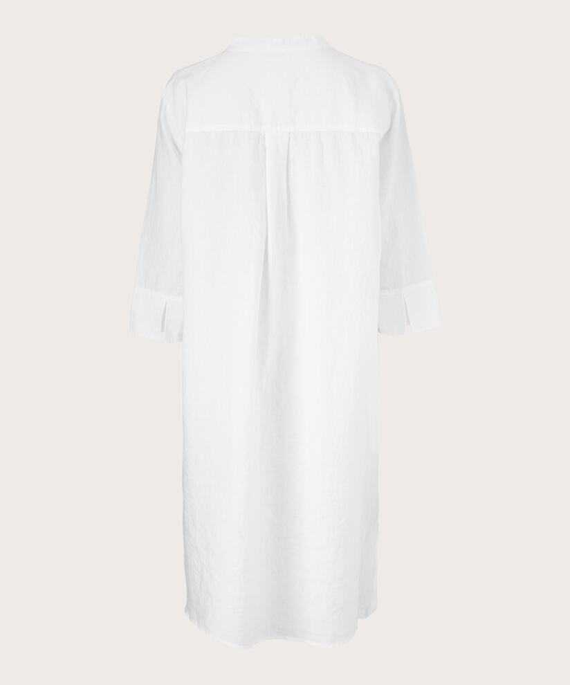 Hemdkleid aus Leinen mit Dreiviertelärmeln, White