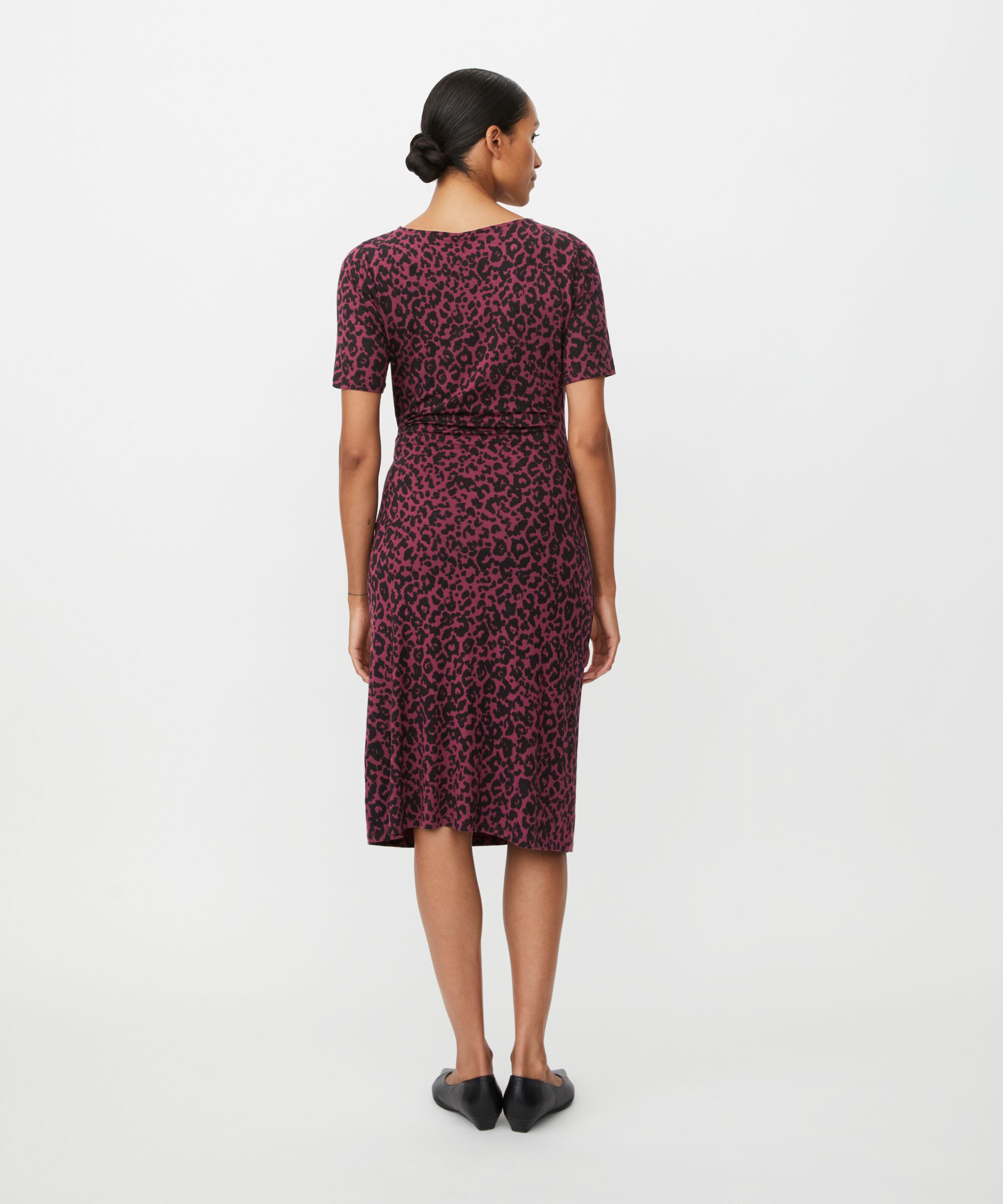 bedrucktes Jerseykleid mit Wickeleffekt, Tawny Port