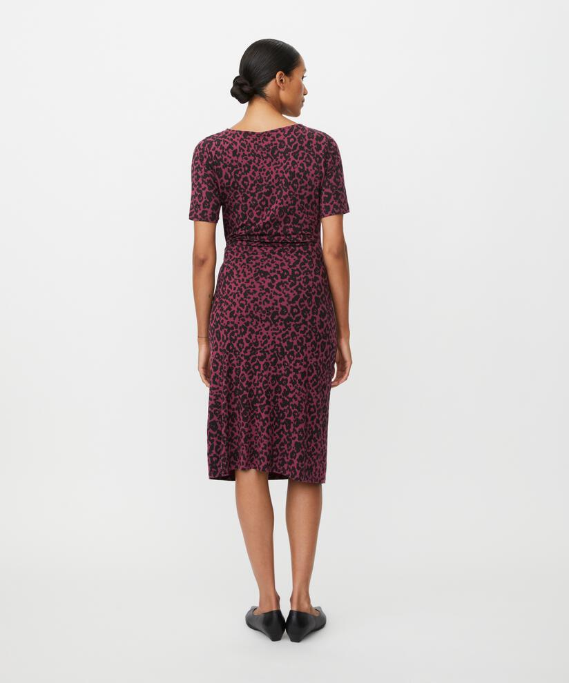 bedrucktes Jerseykleid mit Wickeleffekt, Tawny Port