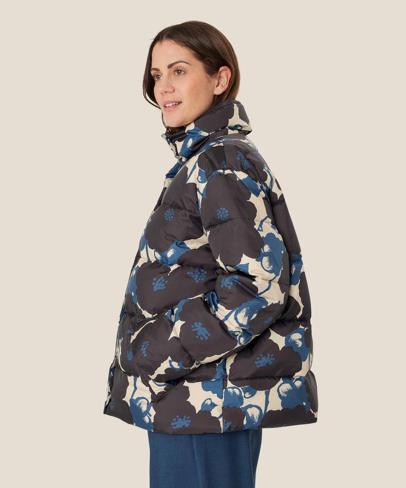 Kurze Daunenjacke mit Blumenmuster und hohem Kragen, Moonlit Ocean