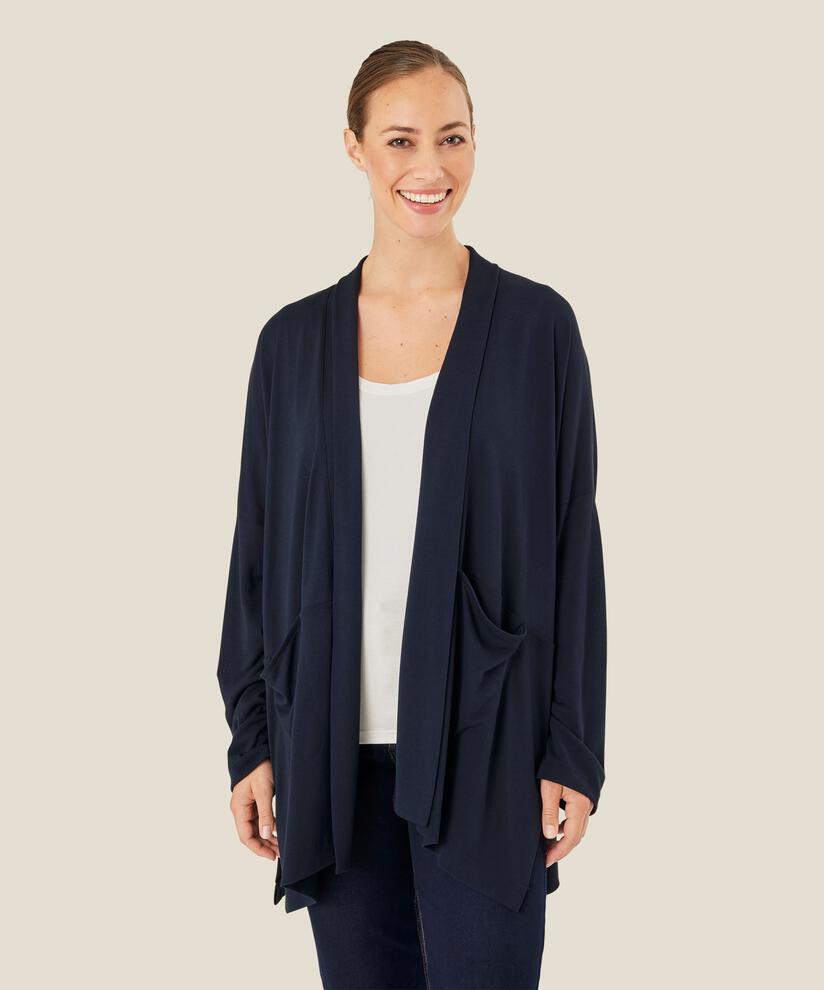 Jersey-Cardigan mit Taschen, Navy