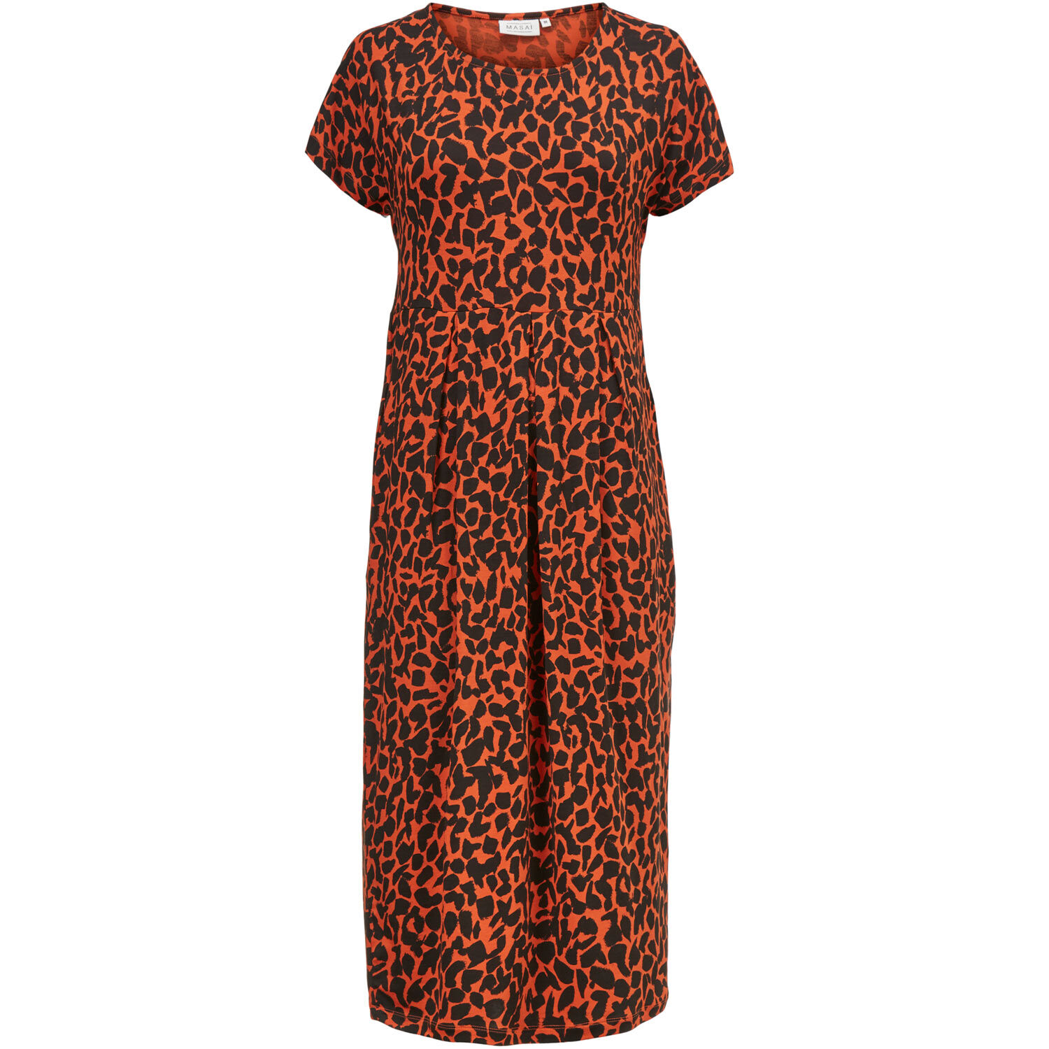 Bedrucktes Tulpenkleid Mit Eingrifftaschen, Burnt Ochre