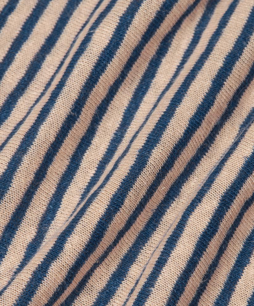 Gestreiftes Jersey-Top aus Leinenmischung, Navy Peony