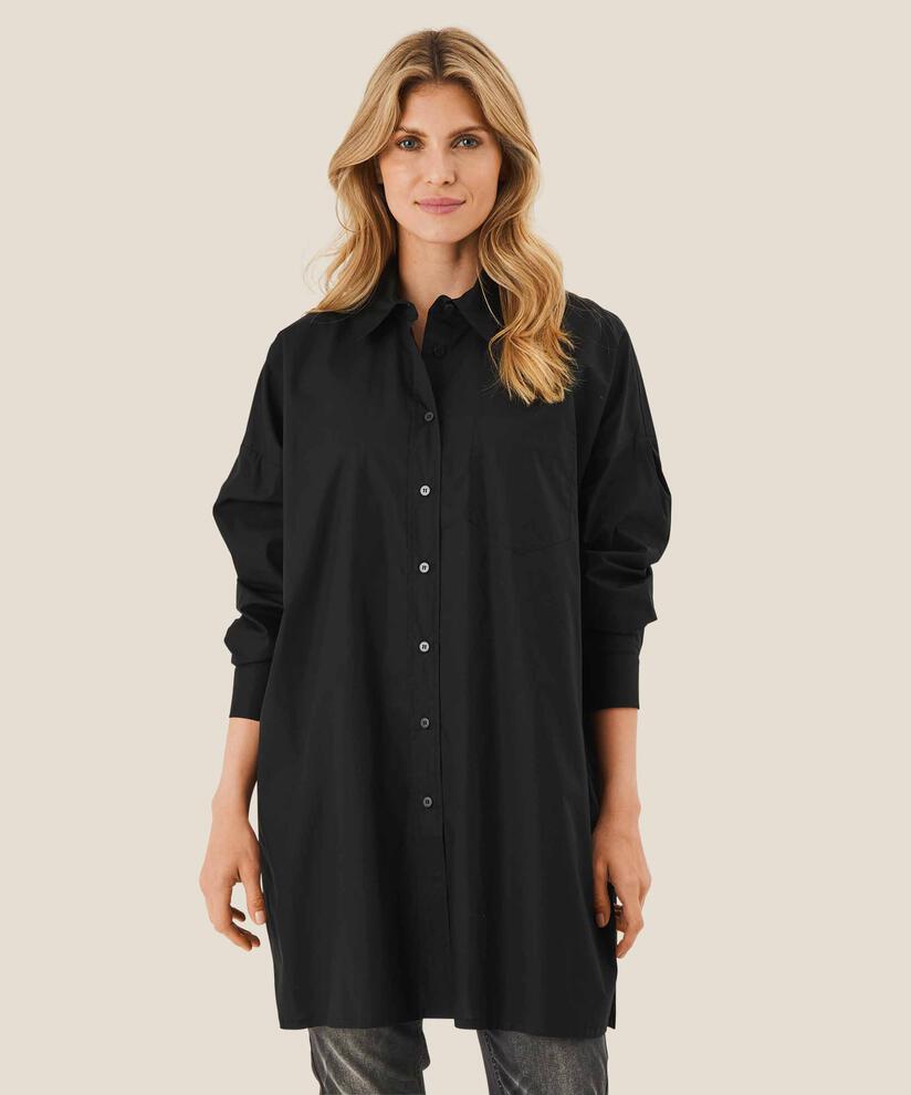 Button-Down-Hemdbluse aus Baumwolle, Black