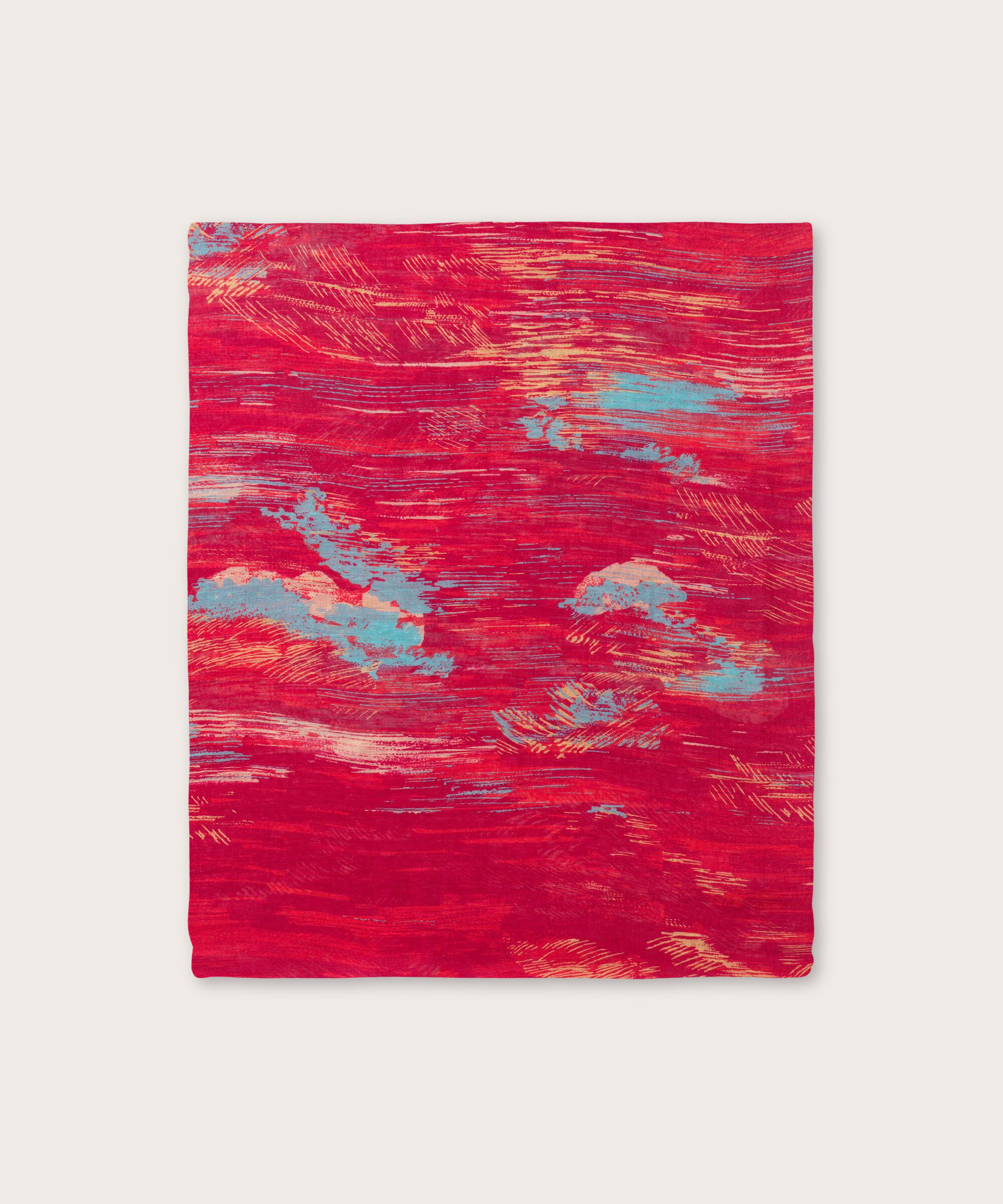 gemusterter Schal aus Leinenmischung, Persian Red