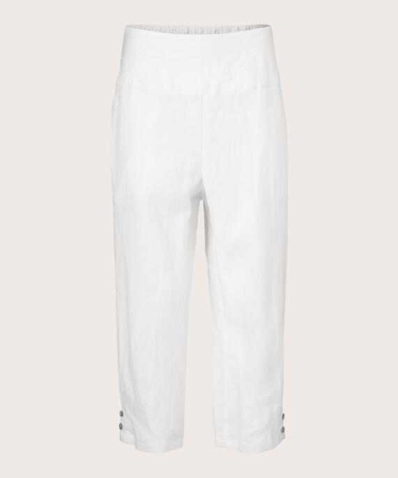 Leinenhose mit breitem, gesmoktem Gummizug hinten, White