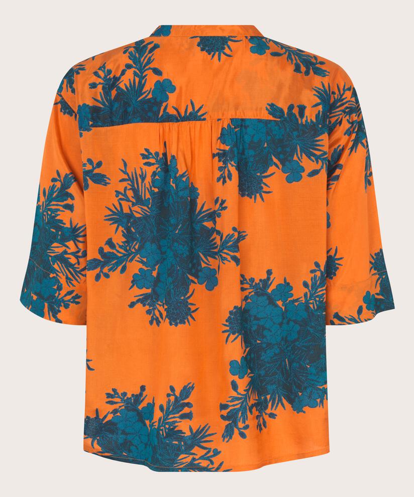 Viskose-Top mit Bindebändern am Hals, Russ Orange