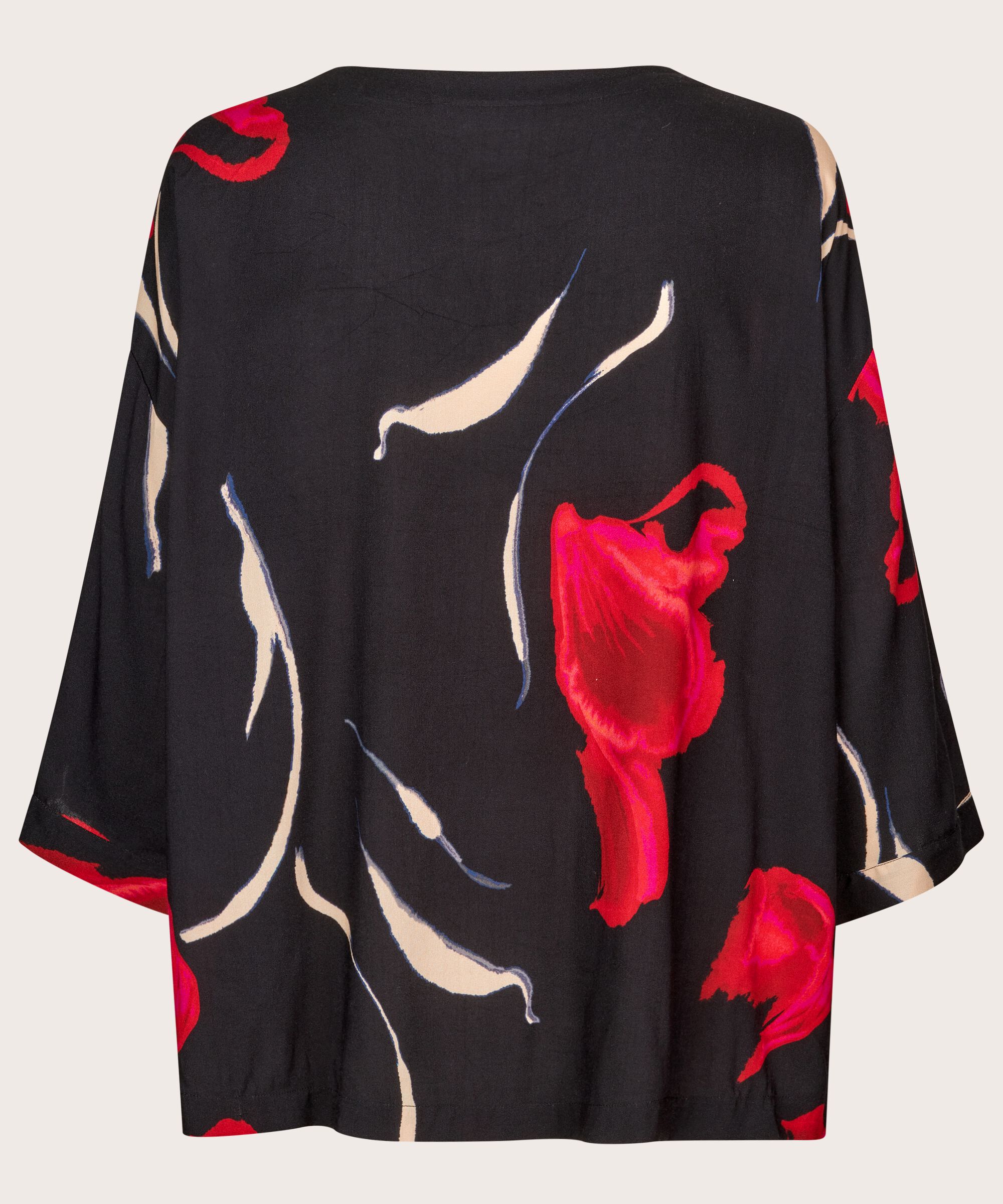 Viskosebluse Mit 3/4 Ärmeln, Haute Red