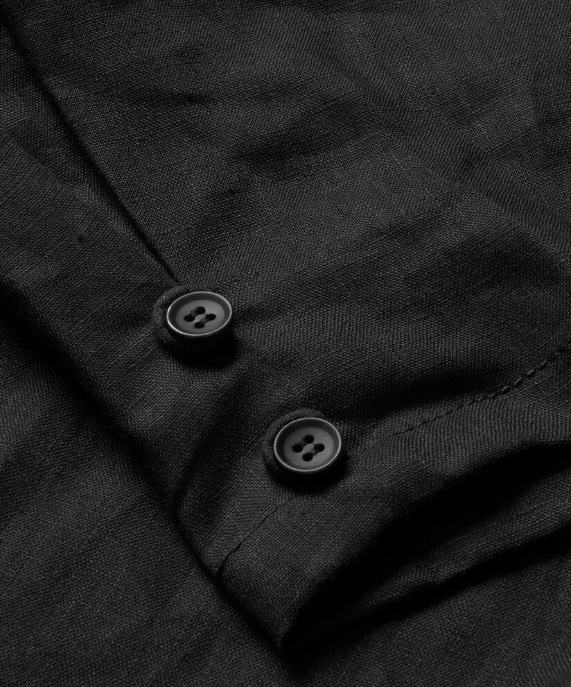 Leinenhose mit breitem, gesmoktem Gummizug hinten, Black