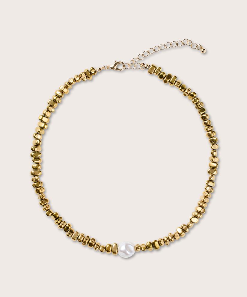 Halskette mit kleinen Perlen, Gold