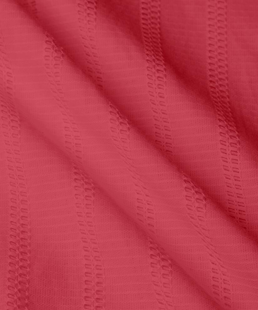 Baumwollshirt mit dezentem Lochmuster und 3/4-Ärmeln, Hibiscus