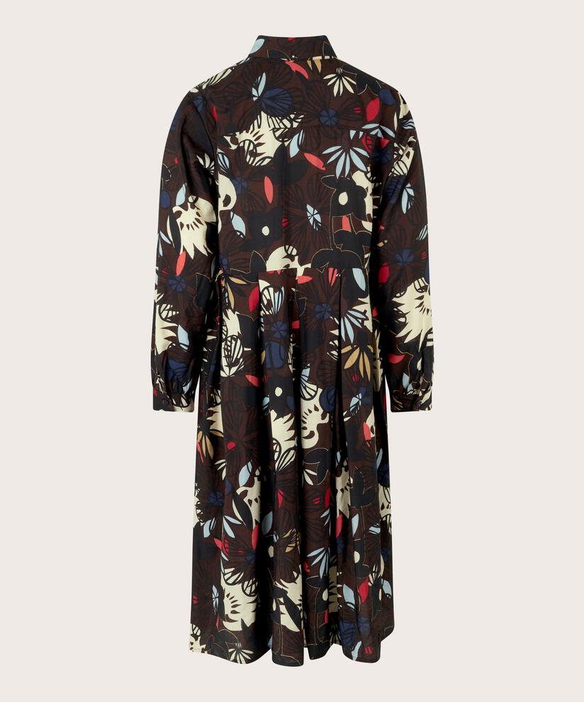 Kleid aus Viskose mit Knöpfen und Kragen, Coffee Bean