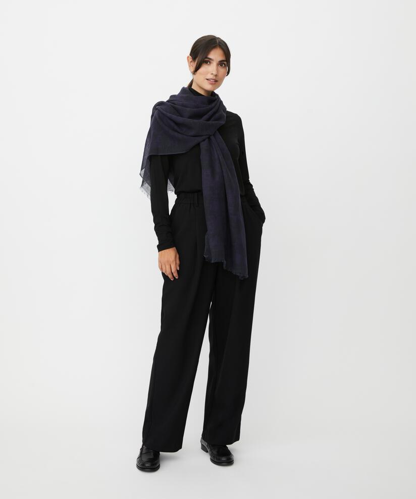 gemusterter Schal aus Wollmischung, Navy Blazer