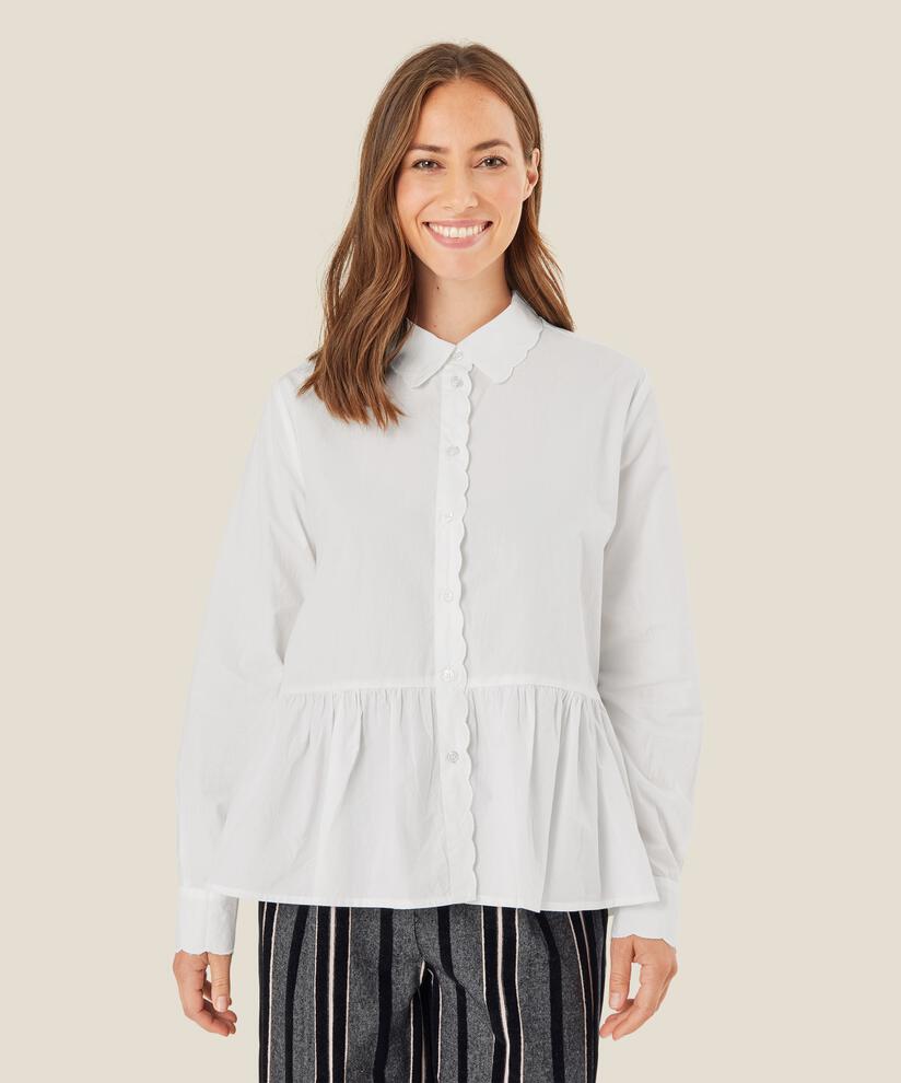 Baumwollhemdbluse mit Schößchen unten, White