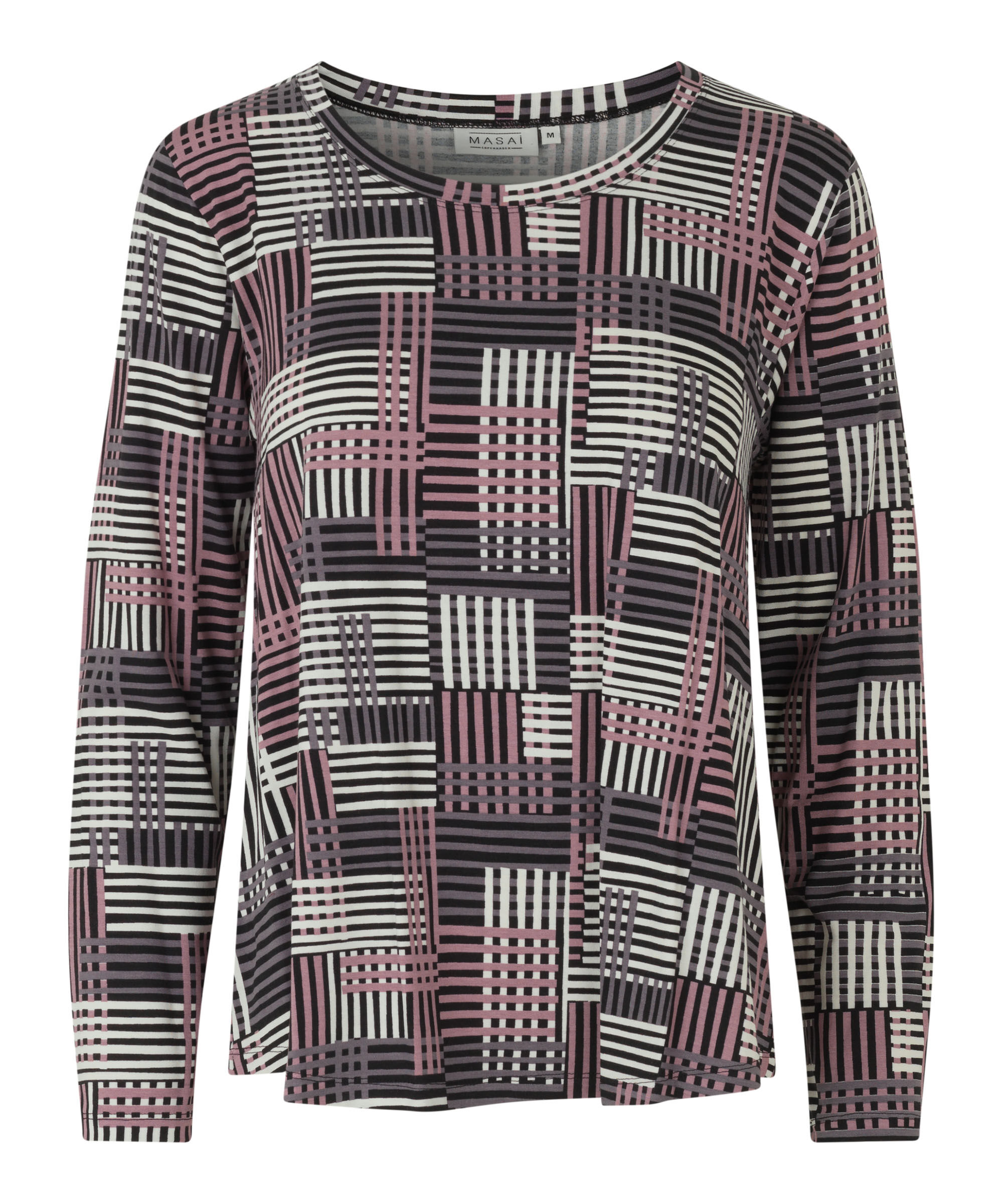 Bedrucktes Jersey-Top mit Rundhalsausschnitt, Dusky Orchid