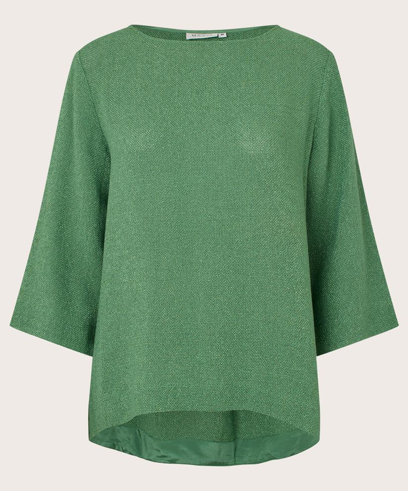 Bouclé-Bluse mit 3/4-Ärmeln, D. Grass Green