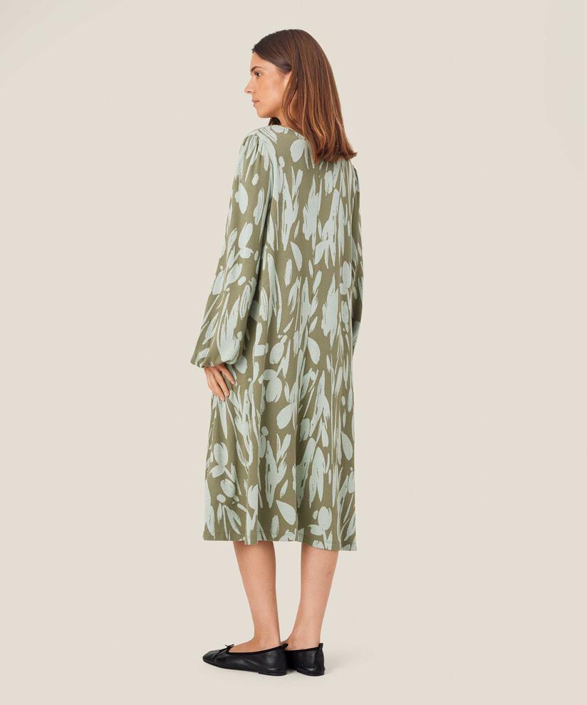 Kleid aus geblümtem Jersey mit Rundhalsausschnitt, Frosty Green