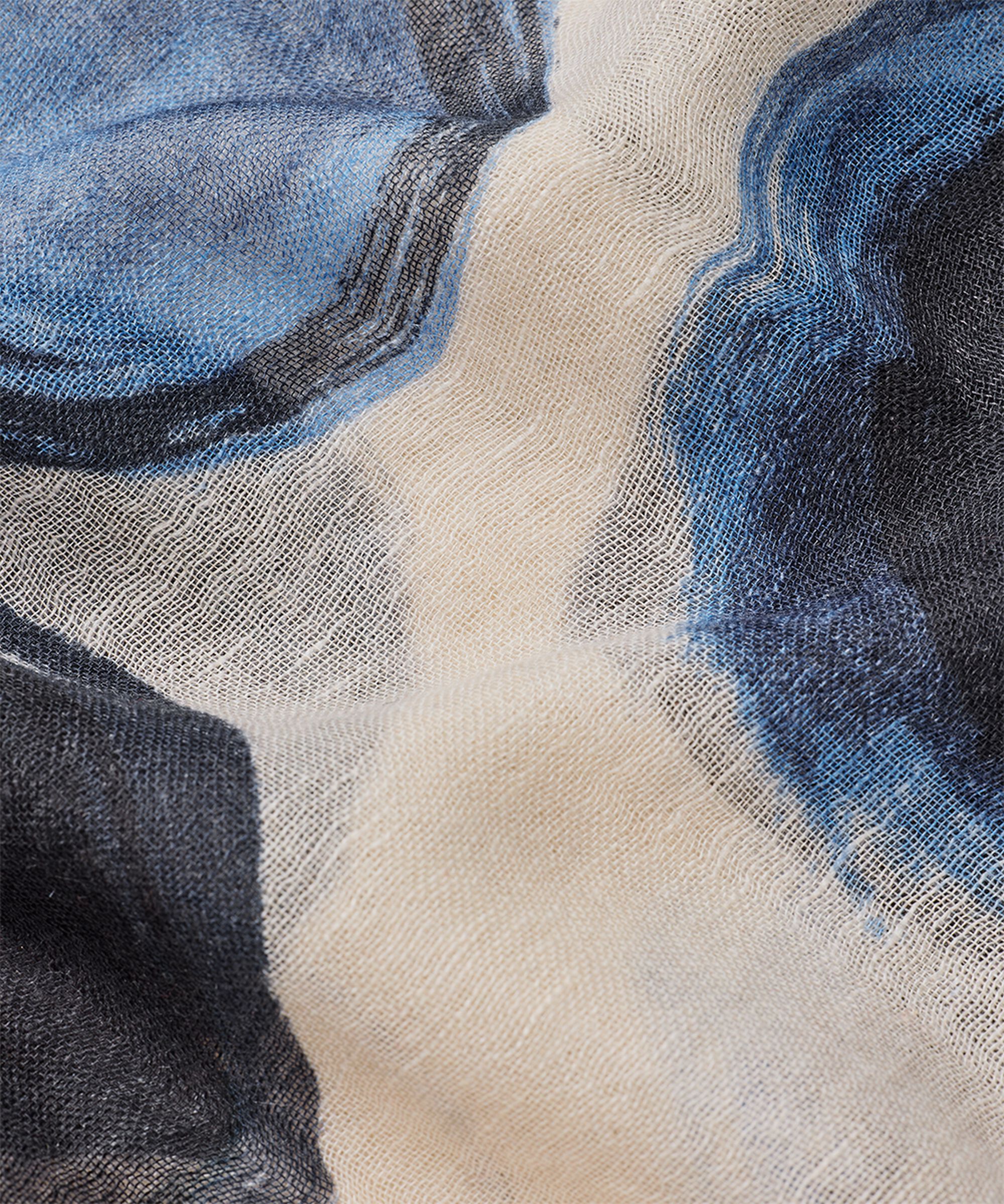 gemusterter Schal aus Leinenmischung, Ultramarine