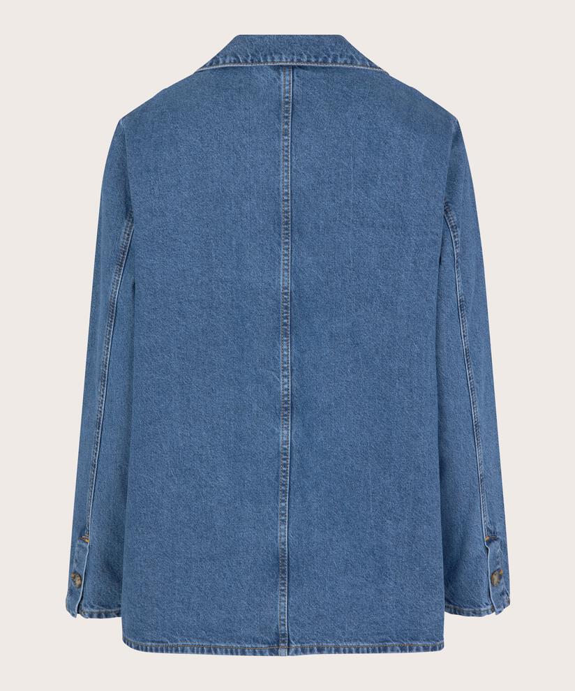 Jeansjacke mit Ziernähten und Taschen, Medium Denim