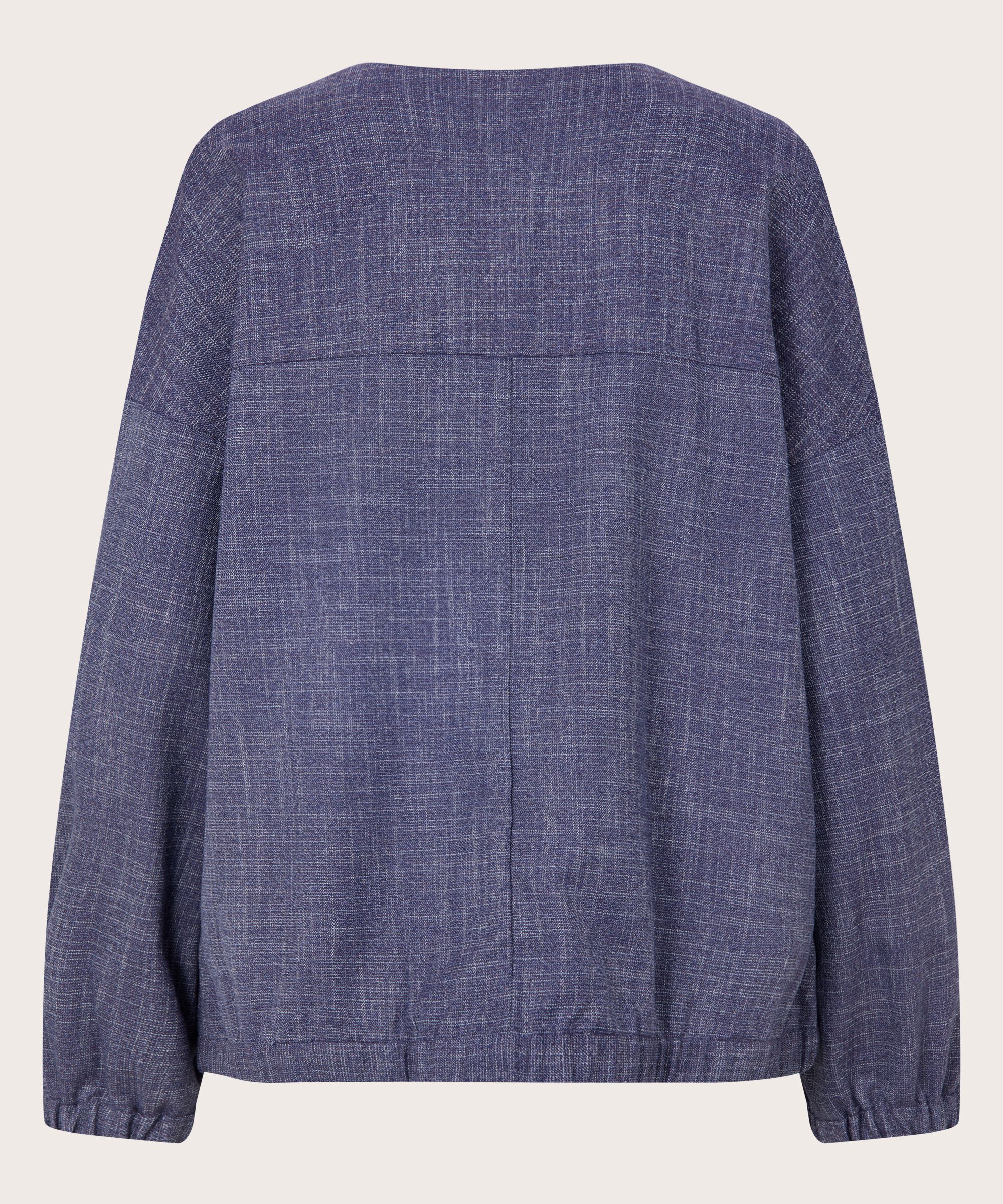 Rundhalsjacke mit verstecktem Knopfverschluss, Navy Blazer