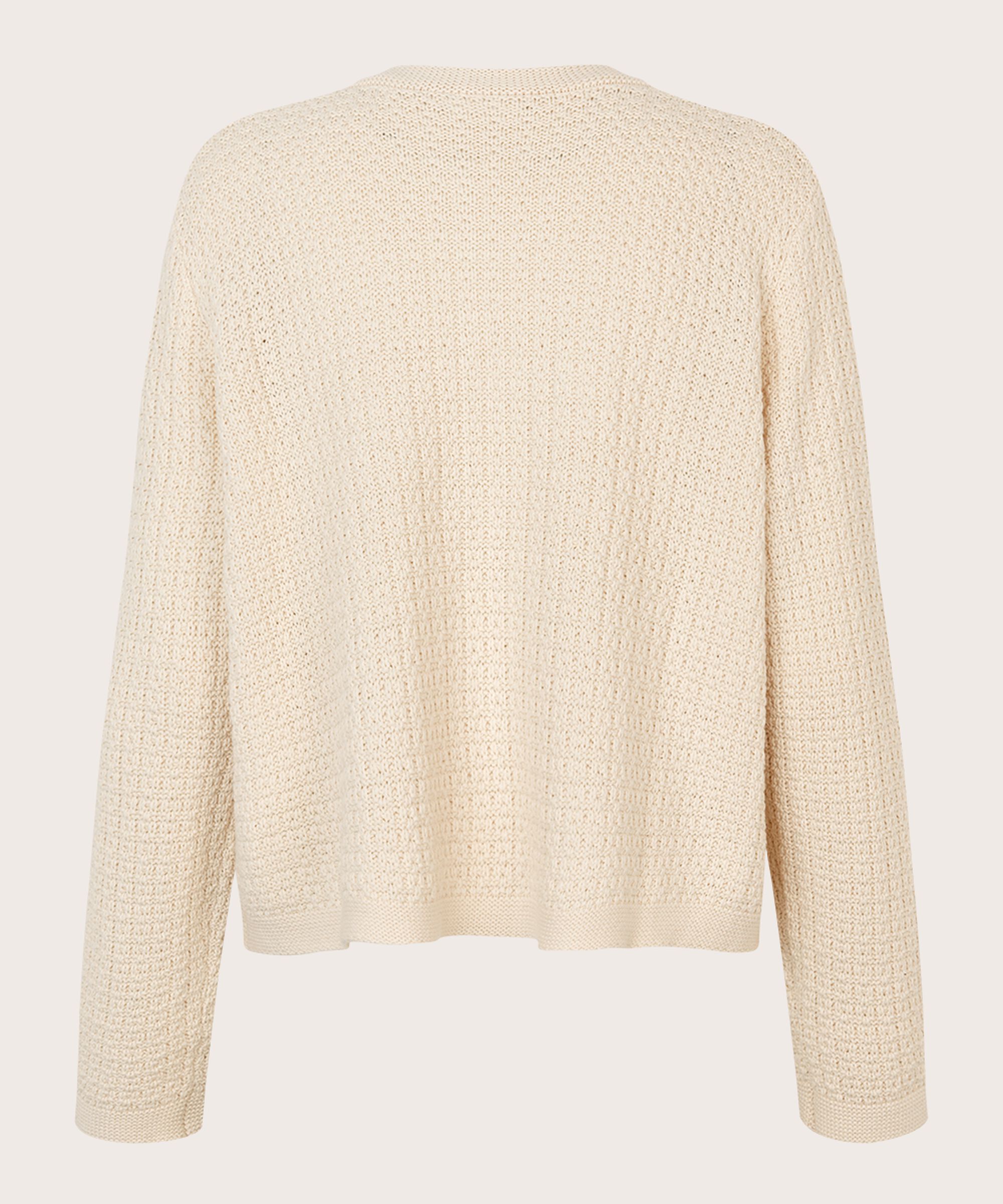 Strickjacke mit Strickmuster und bezogenen Knöpfen, Whitecap