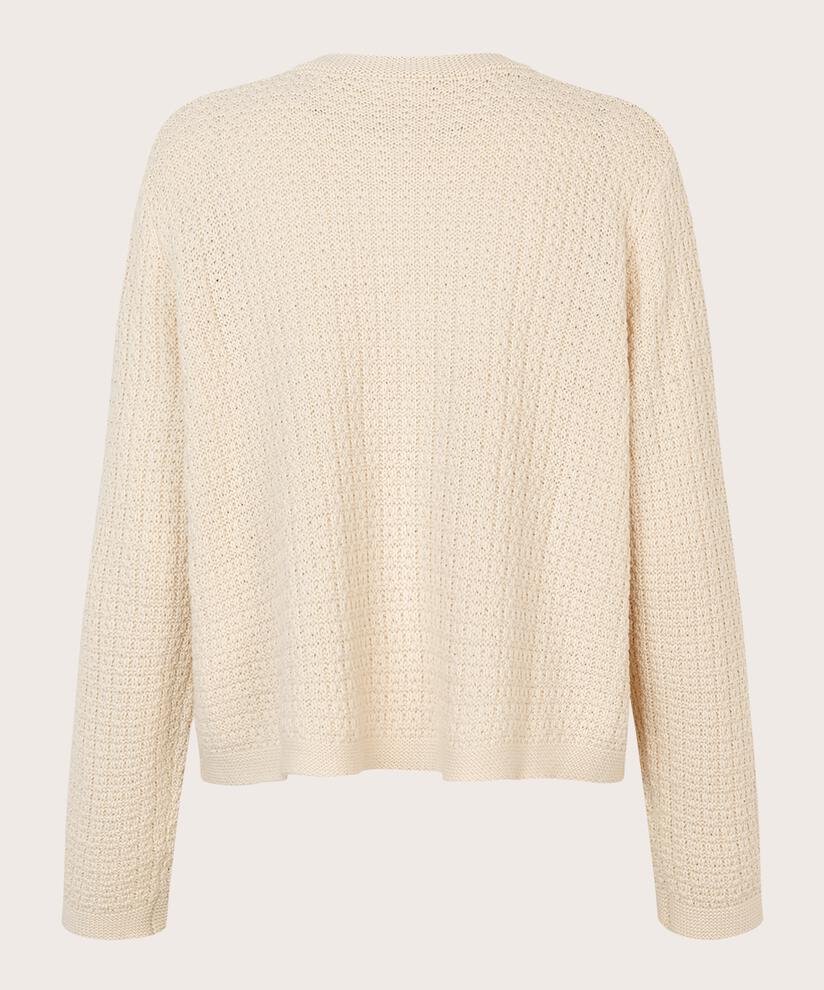 Strickjacke mit Strickmuster und bezogenen Knöpfen, Whitecap