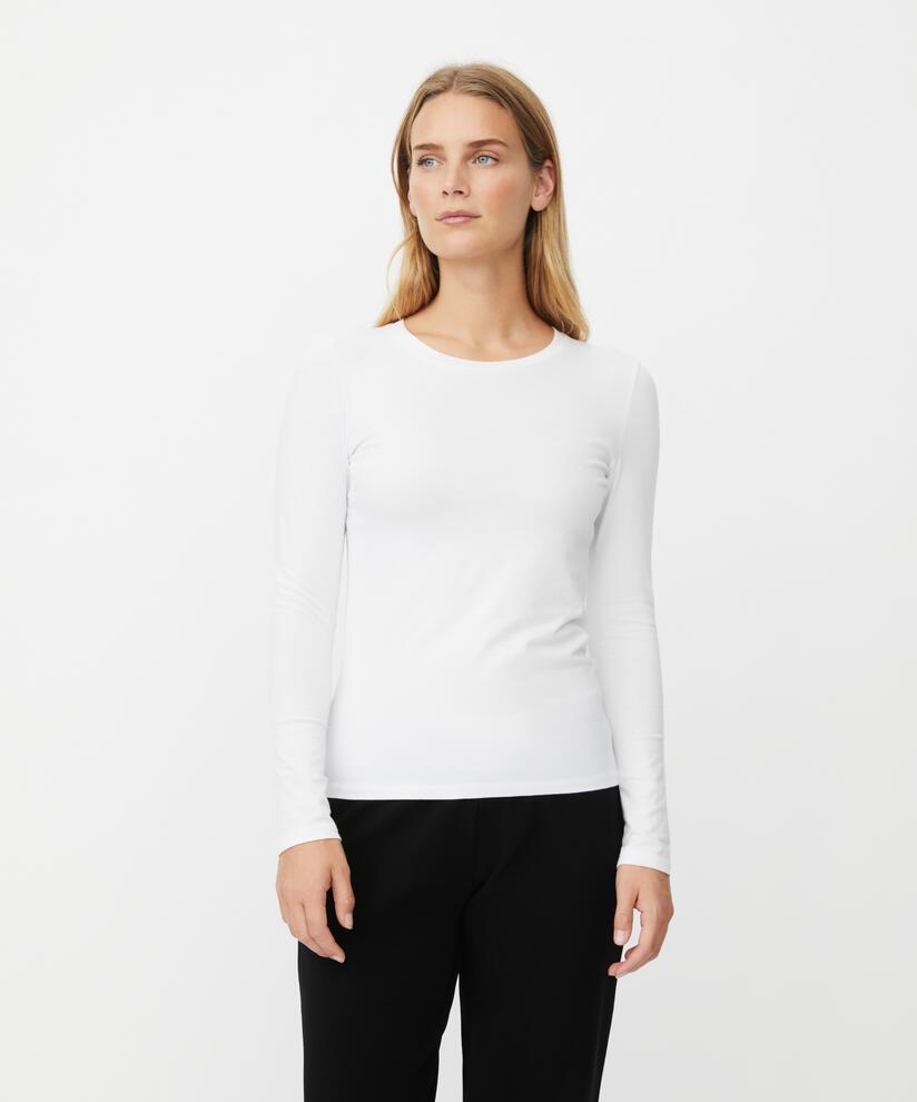taillierte Jerseybluse mit Stretch, White