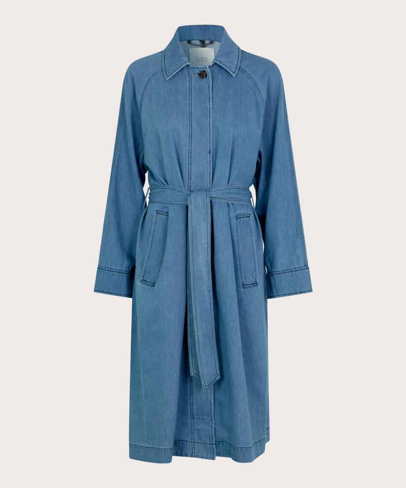 Denim-Trenchcoat mit abnehmbarem Gürtel, Light Denim